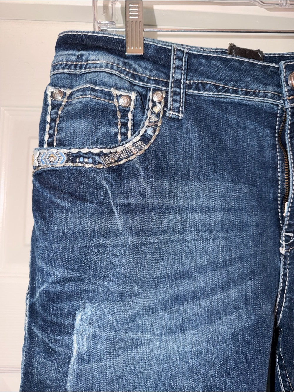 Grace In LA Dark Blue Flared Jeans with Embelishment Details - Picture 4 of 6